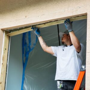 a man upgrading a commercial door 