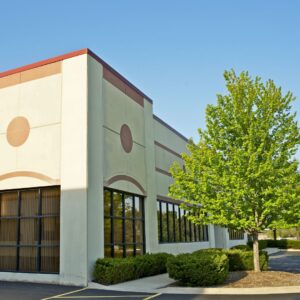 The side of a commercial building