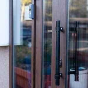 Stylish wooden commercial door