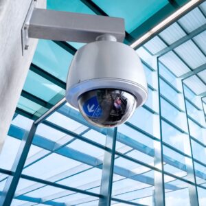 Security camera inside a commercial building