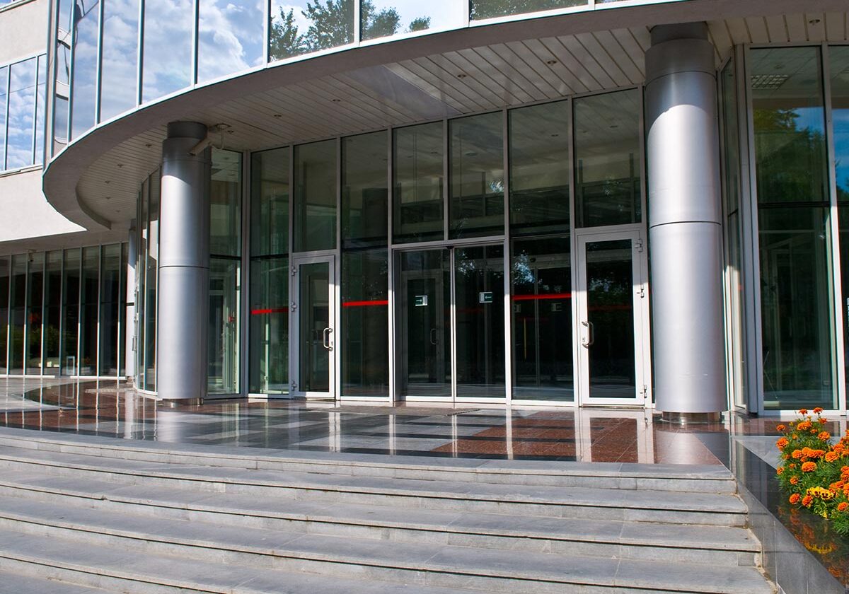 entry doors to a commercial building